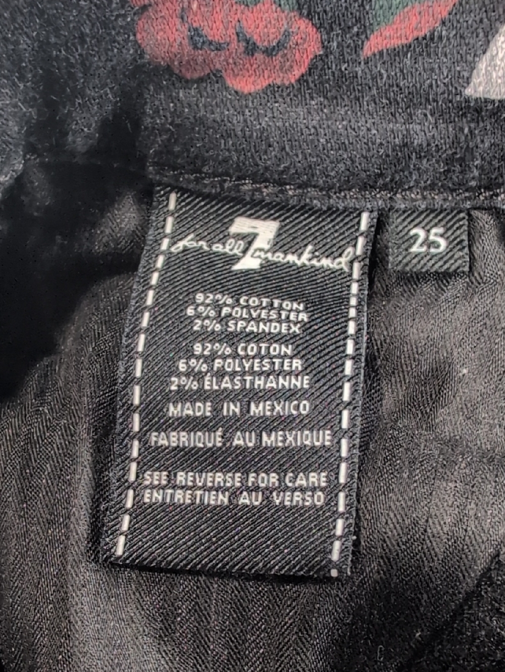 7 for All Mankind Roxanne Black Floral Skinny Ankle Jeans Size 25 - Picture 3 of 12